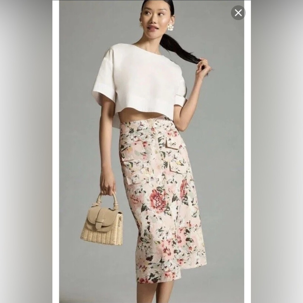 Mare Mare x Anthropologie Utility Midi Skirt Floral Button Down